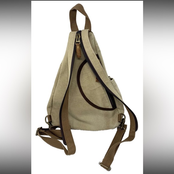 Canvas Sling Bag Unisex Khaki Crossbody Backpack Shoulder Daypack Conceal Carry - Picture 16 of 16